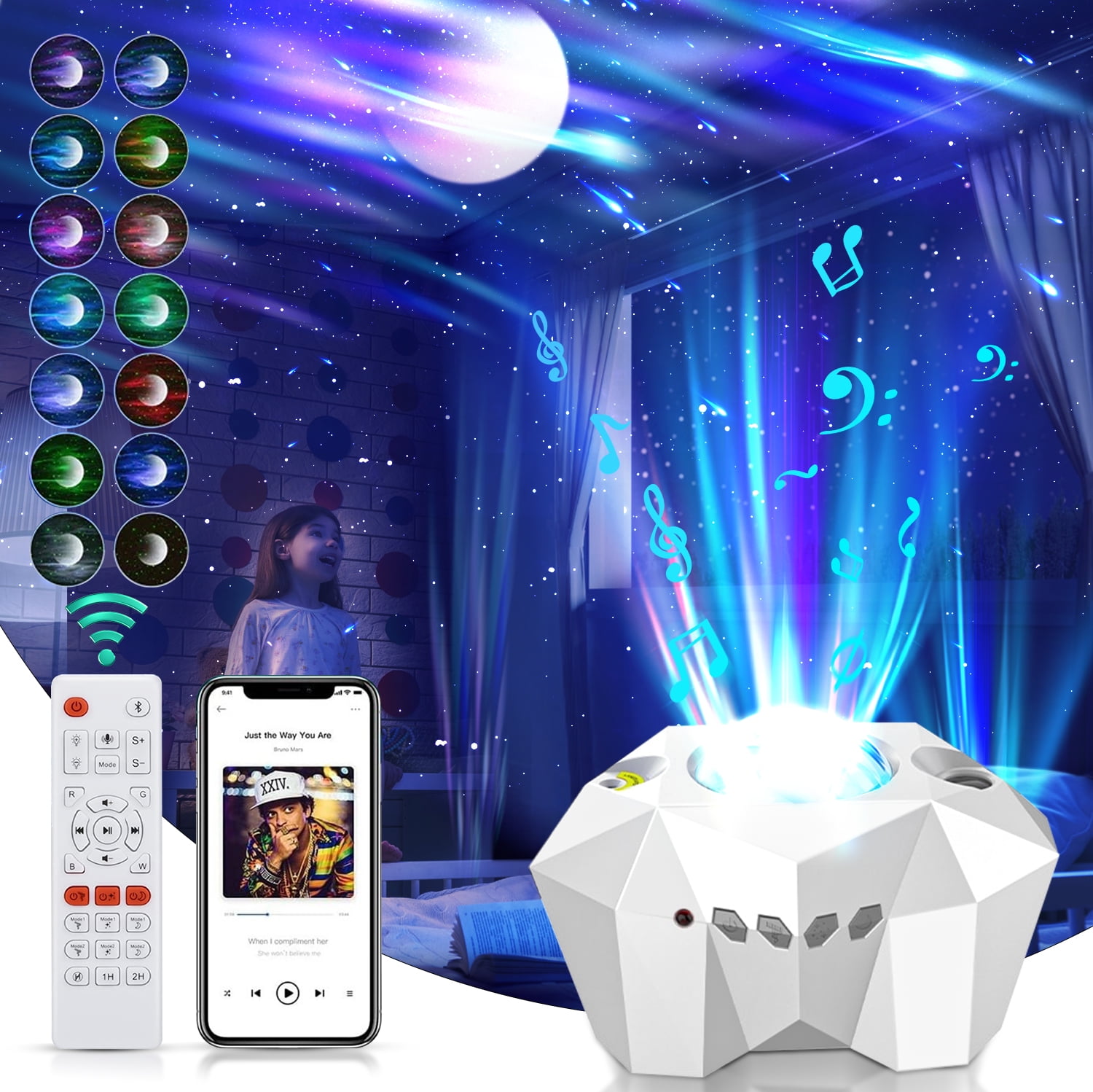 UFO Galaxy Light Projector with Bluetooth Speaker for Bedroom, 41 Lighting  Modes & Auto Timer - Ideal Kids Gift