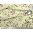 thumbnail image 2 of Soimoi Yellow Cotton Duck Fabric Leaves,Small Circle & Floral Decor Fabric Printed BTY 56 Inch Wide, 2 of 3