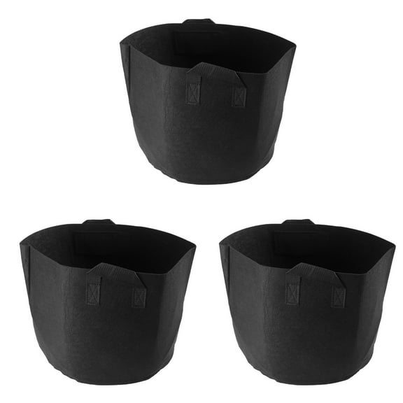 EXHUMKY Round Aeration Fabric Pots 3Pcs Black for Enhanced Plant Growth and Aeration