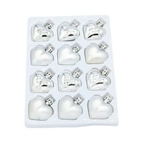 CuiLiyq Christmas Ornaments Set, 12 PCS Plastic Electroplated Heart Shaped Christmas Tree Pendant, Hanging Ornaments for Xmas Trees Holiday Party Decor (Silver)