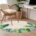 thumbnail image 4 of Monstera Leaves Round Area Rug 3.3Ft Washable Circle Rugs for Dining Room Table, Green Yellow Botanical Palm Leaf Summer Beige Non-Slip Carpet Floor Mats Indoor Outdoor Carpet Runner Home Decor, 4 of 8