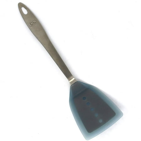 Catering Line - Catering Line Large Solid Turner | Stainless Steel Core with Silicone for Nonstick Cookware, Dishwasher Safe, Great Gift Idea, Blue Spatula, 13” x 3.5”