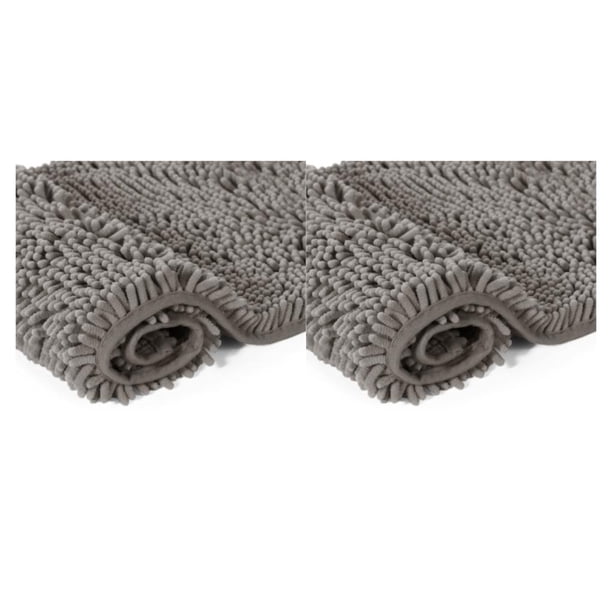 Monstrate Alfombrilla de chenilla sin derramamiento con fuerte absorción de agua rápida y fuerte absorción baño gris profundo 17*24 pulgadas Gris profundo 17*24 pulgadas 2Conjunto