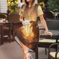 thumbnail image 3 of Balery Castle Cool Fire Dragon Vestidos sueltos de manga corta para mujer, vestidos de verano 2025, vestidos casuales de corte A con vuelo., 3 of 6