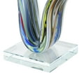 thumbnail image 5 of 20" x 6" Multi Colored Glass Wave Abstract Sculpture with Clear Base, by DecMode, 5 of 9