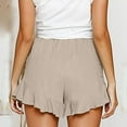 thumbnail image 5 of JINMGG Shorts for Women Clearance $5 Women Shorts Summer Casual Loose Solid High Waist Ruffles Short Beige S, 5 of 9