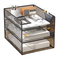 thumbnail image 1 of Office File Organizer Metal Mesh Desk Organizer with Three Layer Design Multifunctional File Holder Storage Rack Black, 1 of 8