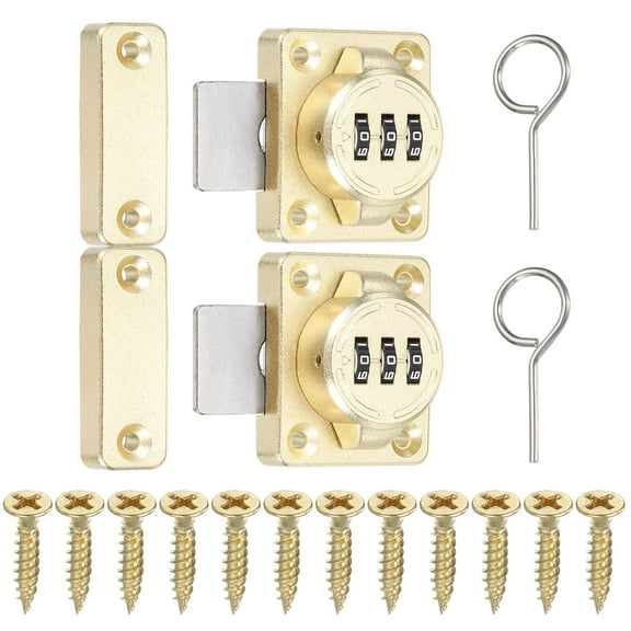 Combination Cabinet Latch,Mechanical Keyless Password Lock with Screw Gold 2 Pcs