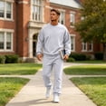 thumbnail image 6 of Zimjoy Men's Tracksuits, Crewneck Sweatshirt Sweatpants 2 Piece Outfit, Long Sleeve Pullover Top & Jogger Pants Matching Set, Casual Athletic Sweatsuit for Daily Loungewear Gym Workout Gray XL, 6 of 6