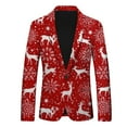 thumbnail image 1 of JHLZHS Men's Suits Navy Men's Christmas Snowflake Santa Print Pocket Lapel Button up Suit Jacket Suit Style Two Men Jacket Suit Mens Suit Slim Fit Navy, 1 of 2