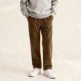 thumbnail image 2 of YOUYEDIAN Vintage Corduroy Pants Boys Casual Elastic High Waisted Straight Leg Pull On Trousers Loose Comfy Slacks with Pockets (Coffee, 11-12 Years), 2 of 4