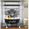 thumbnail image 3 of 4PCS Highland Cow Shower Curtain Sets with Rugs, Waterproof White Fabric Shower Curtain, Hello Sweet Cheeks Teal Truck Farm Animals Floral Butterfly Western Rustic Farmhouse Bathroom Decor, 3 of 7