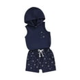 thumbnail image 2 of Musuos Baby Boy Summer 2 Piece Outfits 6 12 18 24M 3Y Star Print Sleeveless Hooded Tank Tops and Elastic Shorts Set Toddler Casual Clothes, 2 of 10