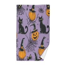 Yayeee 2 Pack Hand Towels for Bathroom 100% Cotton 16" x 28" Kitchen Towel, Halloween Pumpkin