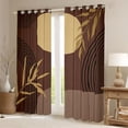 thumbnail image 2 of Manfei Boho Sun and Leaf Blackout Curtains, Mid Century Geometric Curtains Pack of 2 (42x84 Each), Brown, 2 of 6