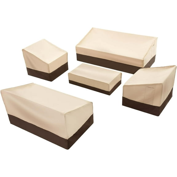 Patio Furniture Cover Set, 5 Piece Outdoor Furniture Cover Waterproof, 600D Heavy Duty Lawn Patio Set Covers