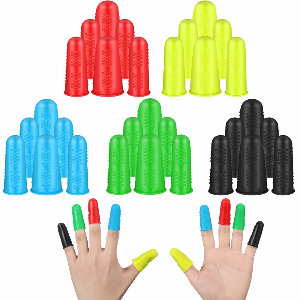 5 Pieces Silicone Finger Protectors Cap Covers, 3 Sizes 5 Colors Finger