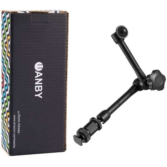 WANBY 11 Inch Articulating Friction Magic Arm Adjustable w/Hot Shoe Mount 1/4'' Tripod Screw for DSLR Camera Rig, LCD