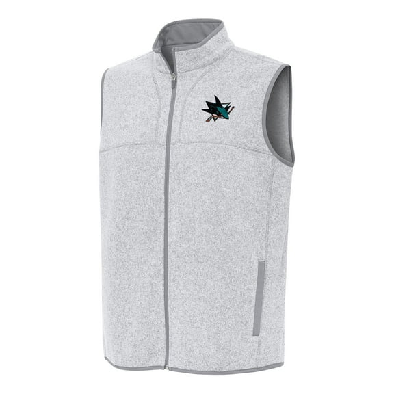 Men's Antigua Heather Gray San Jose Sharks Fortune Full-Zip Vest