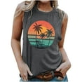 thumbnail image 2 of Titcea Tank Top for Women Palm Tree Printed Round Neck Sleeveless Casual T Shirts Hawaiian Beach Holiday Summer Tops, 2 of 5