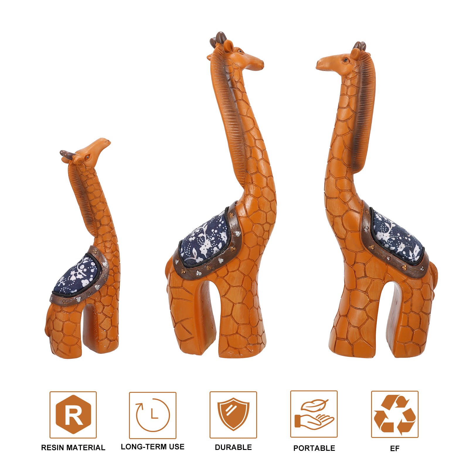 2Pcs Giraffe Figurines Wooden Statue Animal Figures Toy Romantic Home Decor 