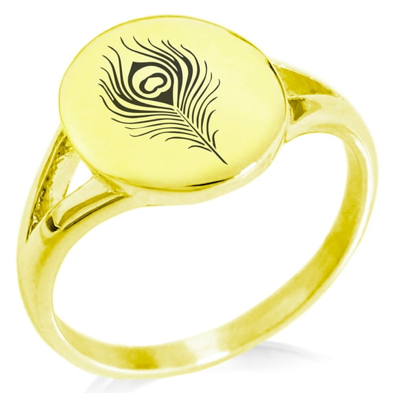Stainless Steel Hera Greek Goddess of Marriage Minimalist Oval Top Polished Statement Signet Ring