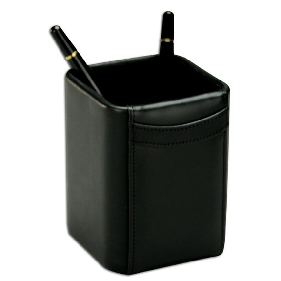Black Leather Pencil Cup