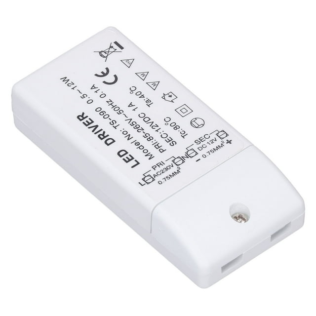 Controlador De Potencia LED, Carcasa De Plástico ABS Multifuncional Transformador LED De 12 W Entrada Resistente Al Envejecimiento De 85-265 V Para Luces Interiores Y Exteriores