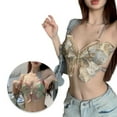 thumbnail image 2 of Backless Spaghetti Straps Crop Tube Top with Butterfly Embroidery for Women Halterneck Camisole Bralette Club Party Wear, 2 of 19