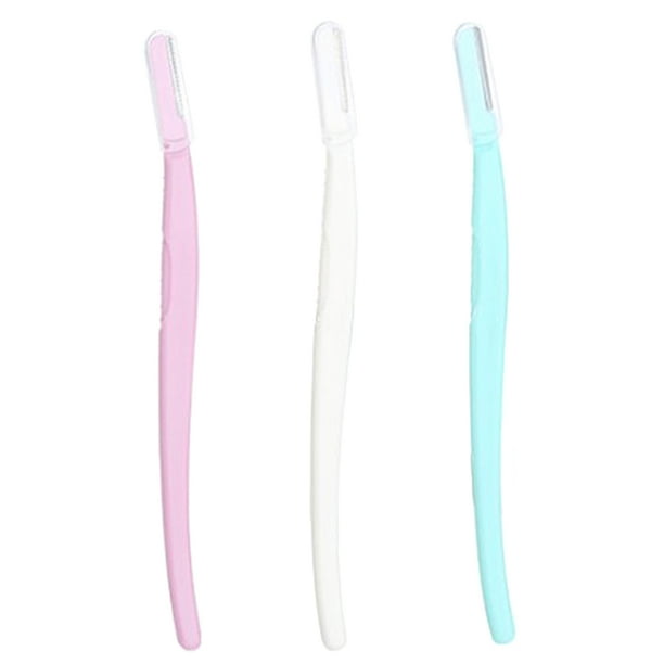 Recortador de cejas de plástico portátil de 4 piezas, depilación facial, afeitadora, afeitadora con agarre antideslizante para , viajes Colcomx Recortadora de cejas para cejas faciales
