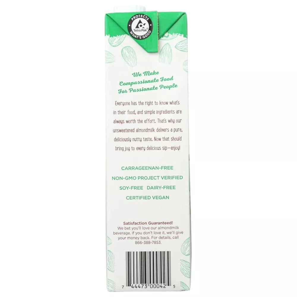 So Delicious Dairy-Free Almond Milk Beverage, Unsweetened, 32 oz. Bottle, Shelf-Stable