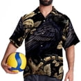 thumbnail image 4 of Crow Men's Hawaiian Short Sleeve Printed Button Down Poplin Casual Summer Beach Shirt, Unisex, 4 of 6