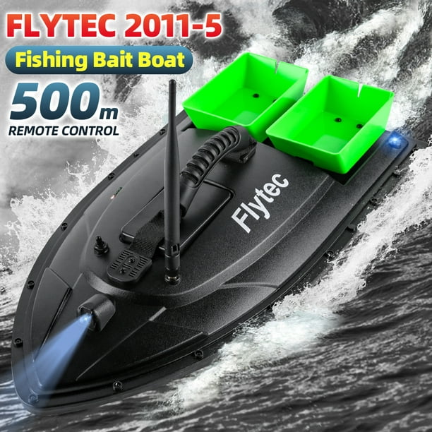 Flyflise Flytec Fishing Bait Boat 500m Remote Control Bait Boat Dual Motor Rc Fish Finder 1.5kg Loading With Led Light For Fishing Black Us Plug