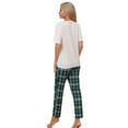 thumbnail image 2 of New women's checkered short-sleeved pants set, suitable for home and casual wear, 2 of 5