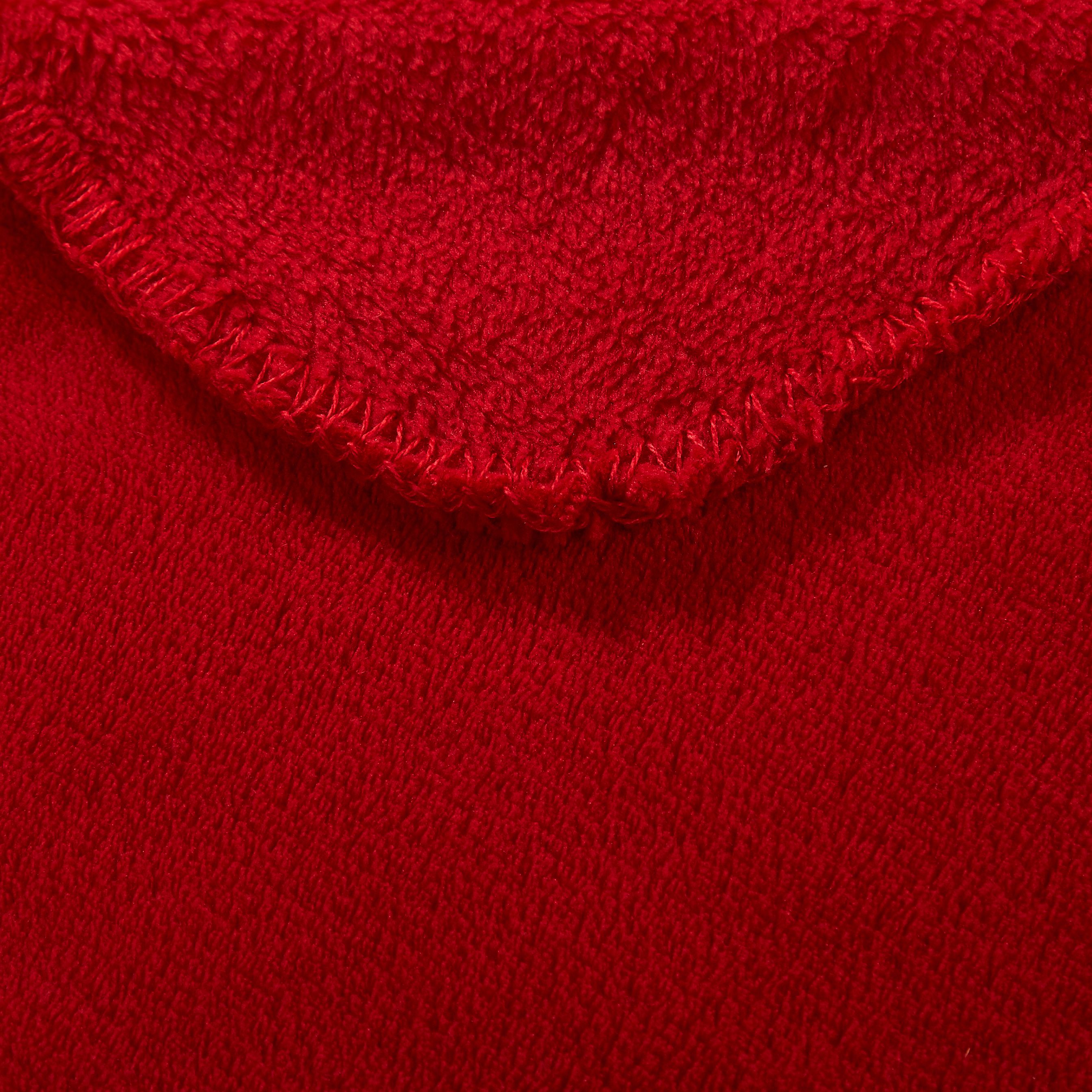 Mainstays Fleece Plush Throw Blanket, 50" x 60", Set of 2, Red Solid, Green and Blue Plaid