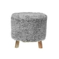 thumbnail image 1 of Handwoven Pouf Wooden Stand Light Grey, 1 of 4