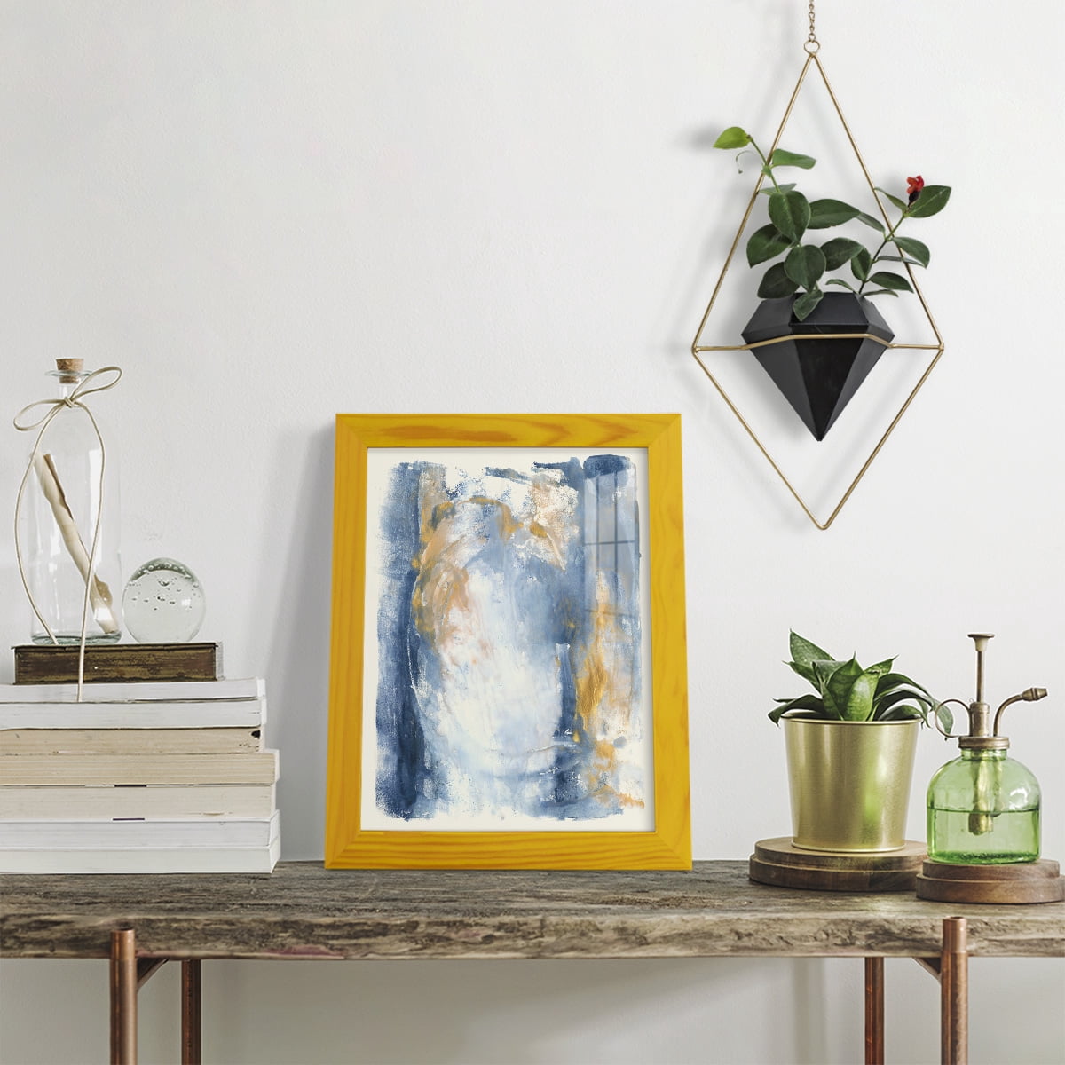 Circles & Dream I - Framed Print w/glass - Sunflower Yellow