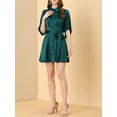 thumbnail image 5 of INSPIRE CHIC Women's Half Sleeve Solid Pleated Waist Belted Button Down Shirt Dress S Dark Green, 5 of 7