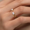 thumbnail image 5 of Moissanite 2 Stone Engagement Ring 14K Yellow Gold Plated Pear Cut Ring 925 Sterling Silver Wedding Promise Ring for Women, 5 of 5
