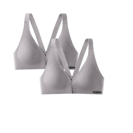 HCURIBAD Clearance! Bras for Women  2 Pcs Womens Front Closure Bra Racerback Plus Size Unlined Underwire Full Coverage Bras Push up Bra  Wireless Bras for Women  Bra Pack 2Pcs Underwear Purple L
