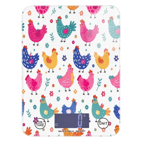 Kitchen Scale Digital Food Scale 5000g Max Capacity Battery Operated (Batteries Not Included) Colorful Chicken Pattern