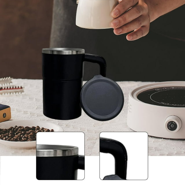 café con agitación automática, mezcladora automática con tapa, portátil versátil con agitación automática para té, proteína en polvo, Negro