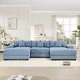 thumbnail image 2 of FFH 130" Oversized Sectional Sofa, Modern U-Shaped Modular Sectional Couches for Living Room, 3-Seater Cloud Sofa with Deep Seat and Movable Ottoman, Corduroy Upholstery Blue, 2 of 16