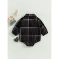 thumbnail image 4 of Aunavey Baby Boy Girl Flannel Plaid Shirt Romper Lapel Button Down Bodysuit Tops Fall Winter Clothes, 4 of 8