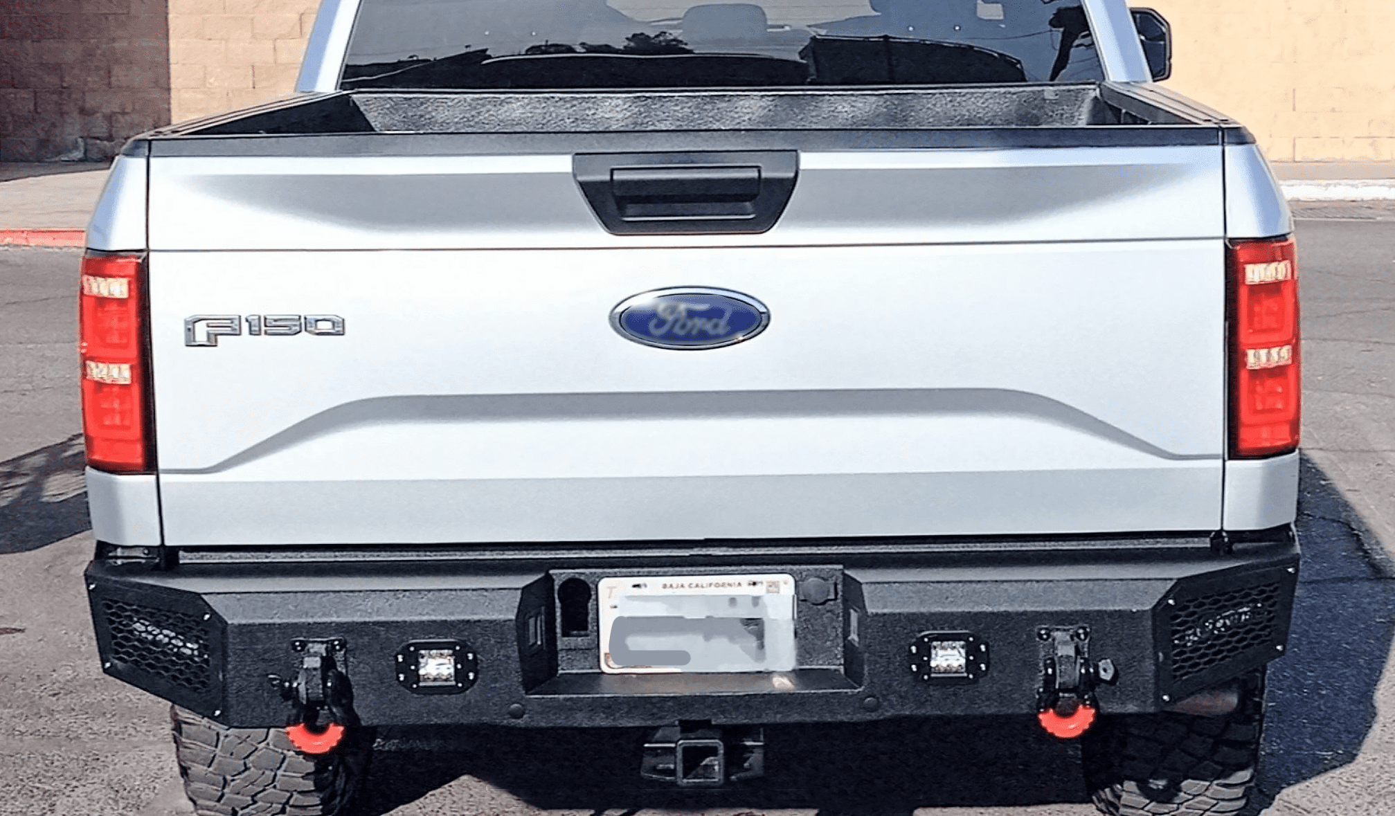 Vijay Compatible with 2015-2016-2017 Ford F150 Front and Rear Bumper Textured Black Steel with Light and D-ring
