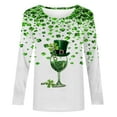 thumbnail image 4 of Jjayotai Women St. Patrick's Day Sweatshirt Plus Size, Glitter Lucky Clover Grass Printed Shirt, Crewneck Pullover, Oversized Irish Clothes Green XXL, 4 of 5