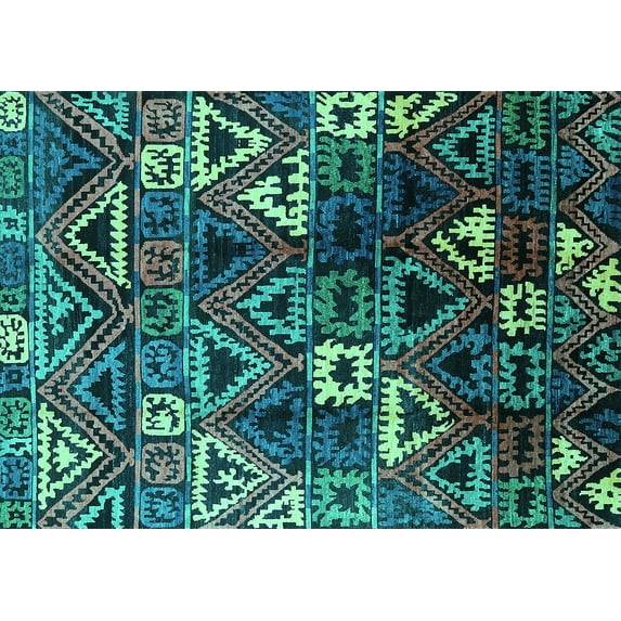 Ahgly Company Indoor Rectangle Solid Turquoise Blue Modern Area Rugs, 3' x 5'