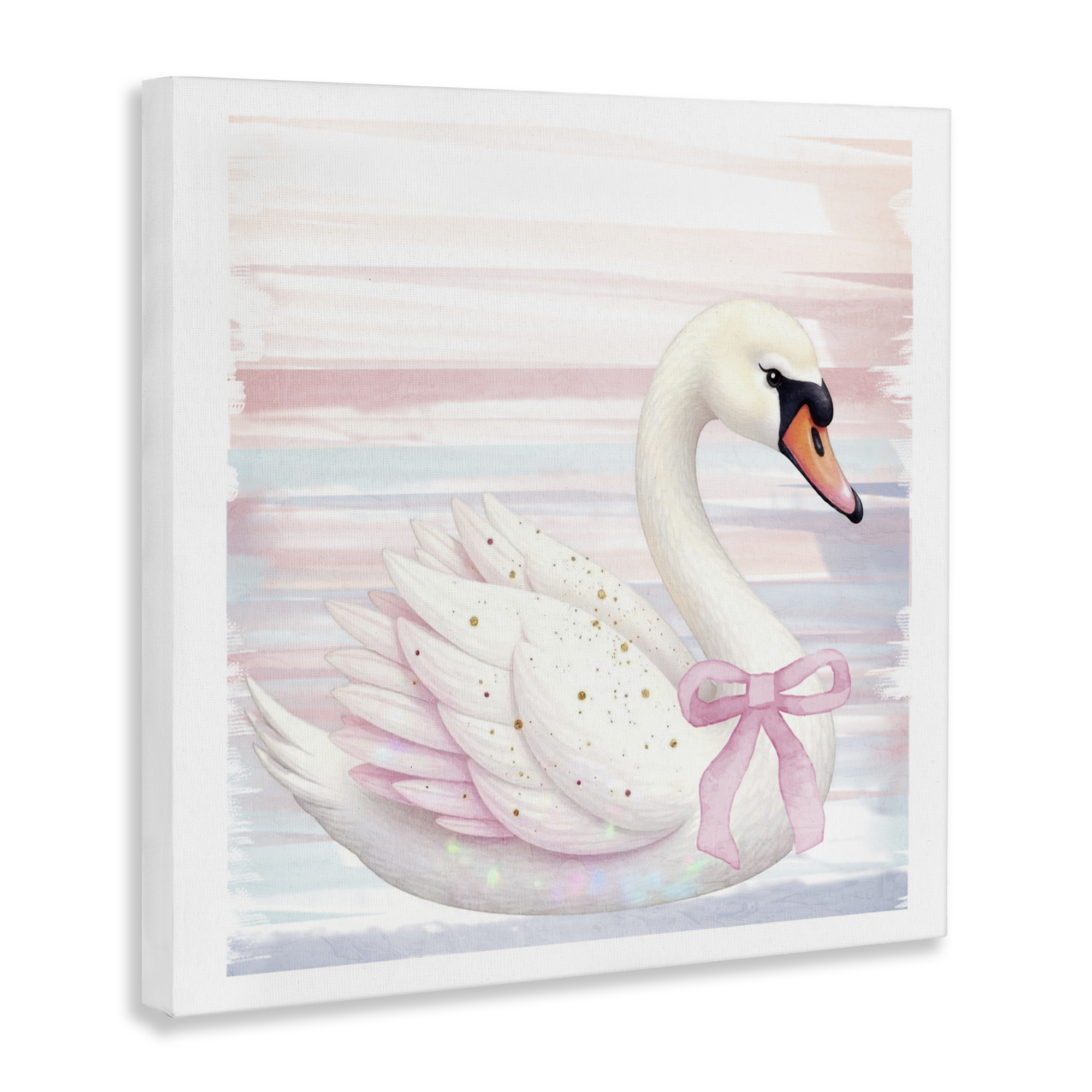 Pink Swan with Ribbon Canvas Wall Art, design by Kim Allen