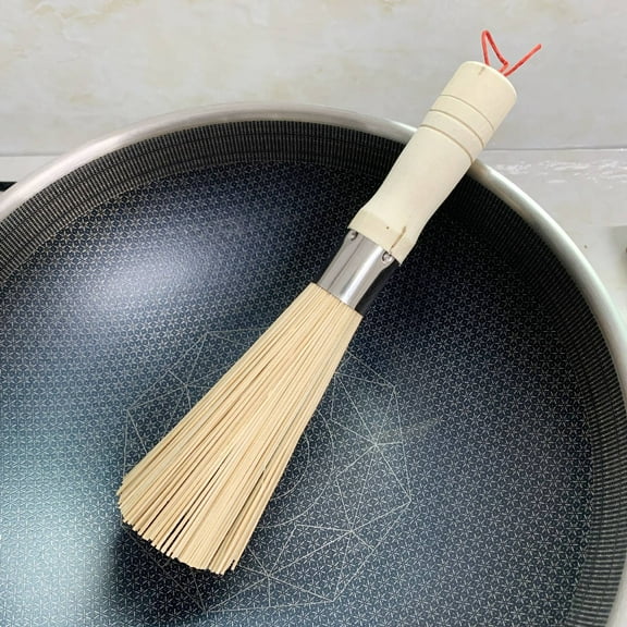 Bamboo Palm Brush,Natural Bamboo Dish Scrub Brush,Natural BrushOld-fashioned Pot Washing Brush, for Dishes Pots Pans Kitchen Sink Cleaning