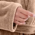 thumbnail image 3 of FchengtaiS Women Fleece Robe Short Cozy Plush Robes for Womens Soft Shawl Collar Warm Spa Bathrobe Loungewear with Pockets, 3 of 7